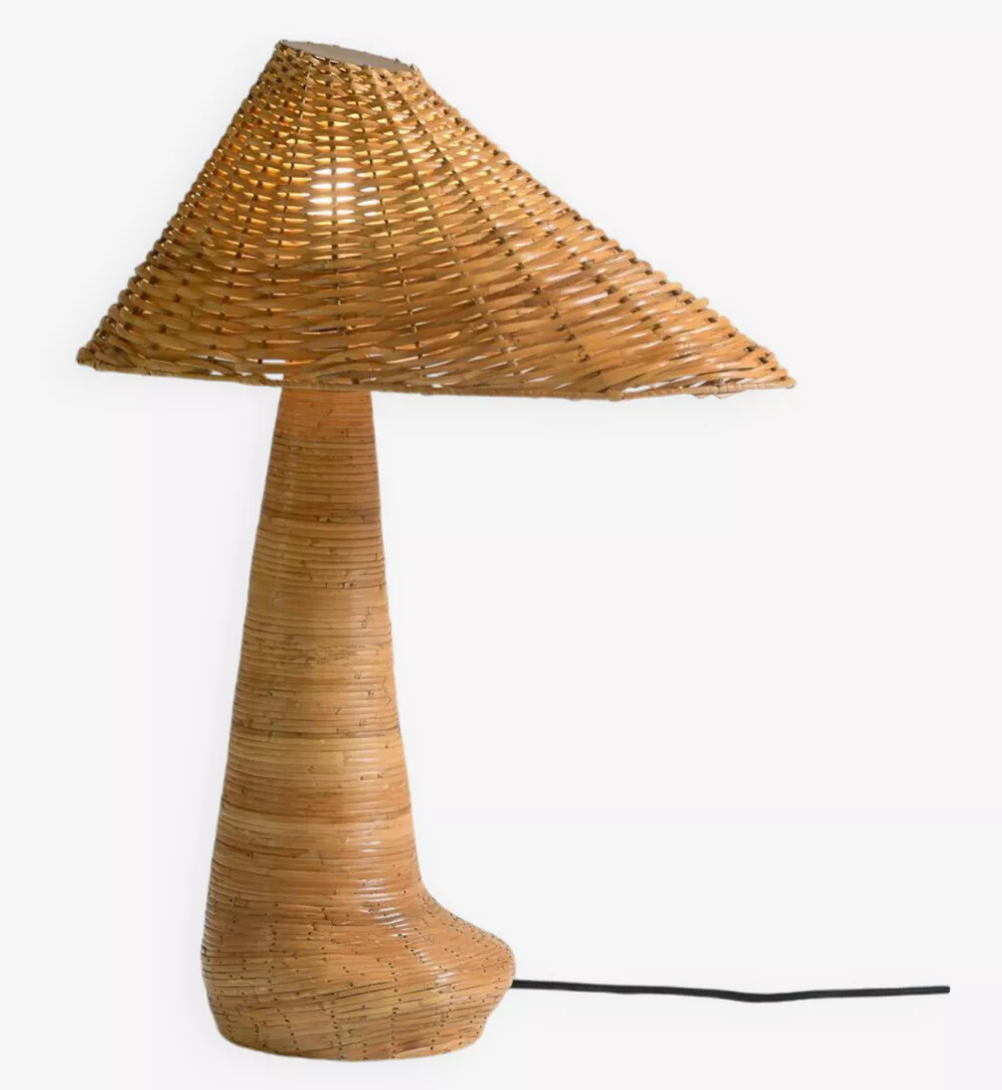 Asymmetrical Mushroom Rattan Table Lamp