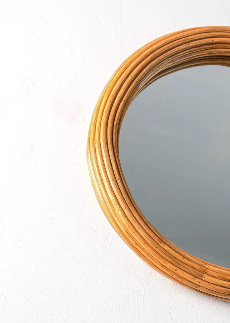 Round Rattan Mirror