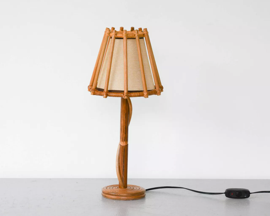 Vintage rattan table lamp