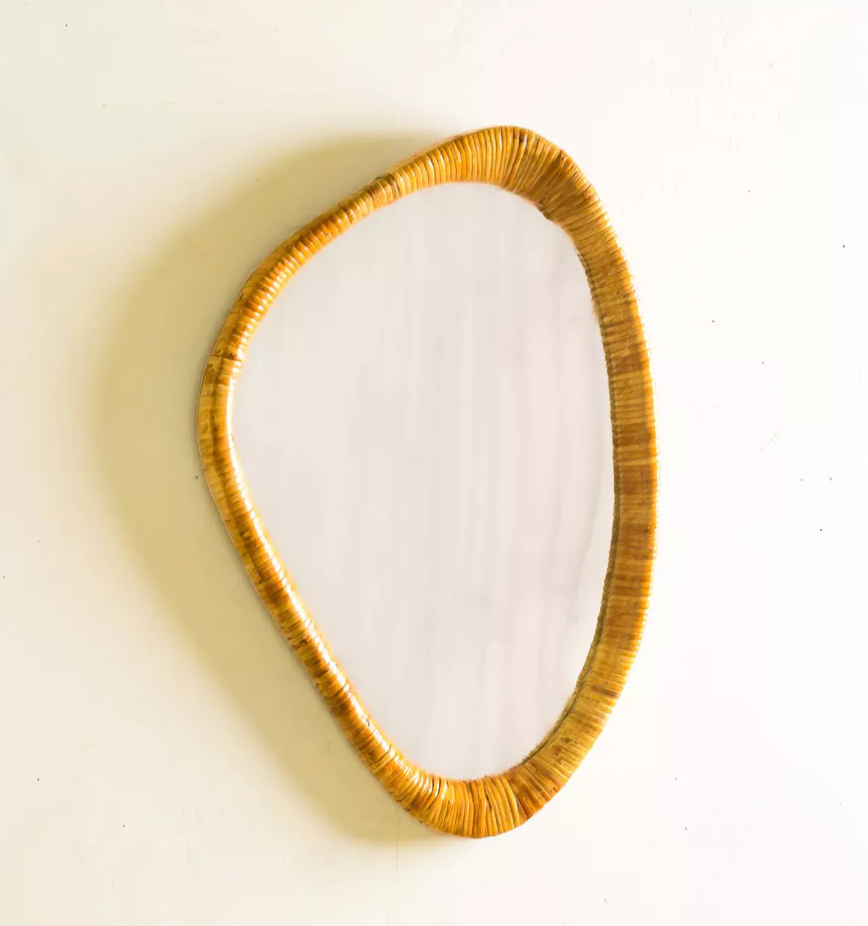 Mid Century Rattan Wall Mirror