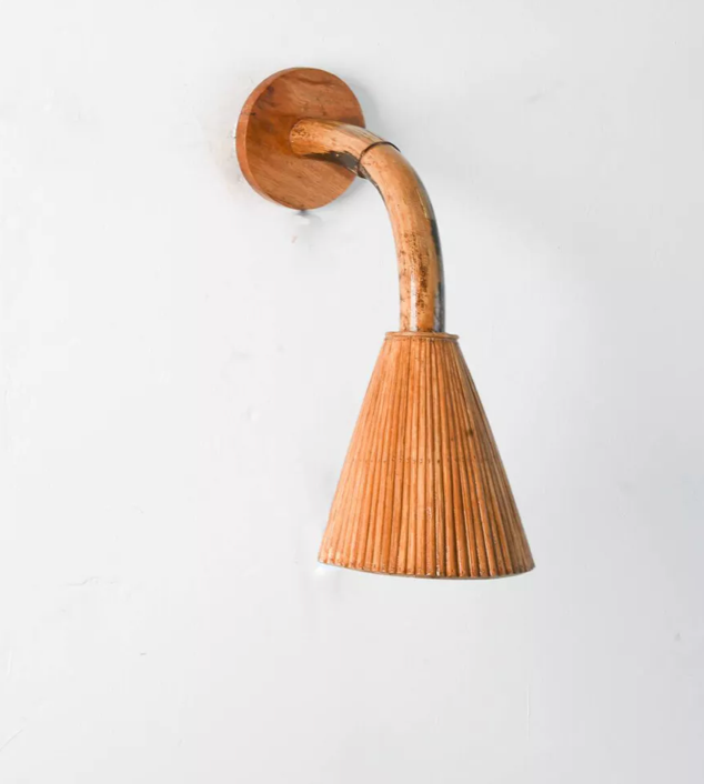 Organic rattan wall sconce H48 x W19 x D38 cm