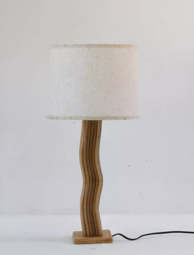 Wavy Rattan Table Lamp