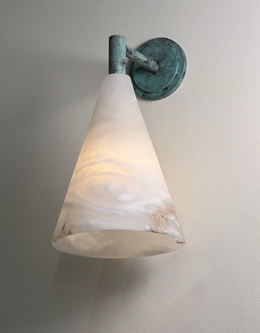Alabaster and Green Wall Sconce