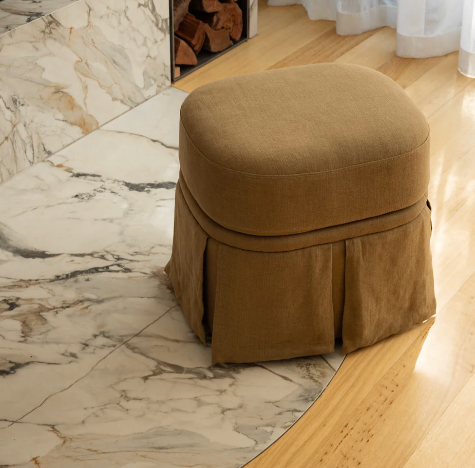 Nora Ottoman Small Caramel by Rachel Donath
