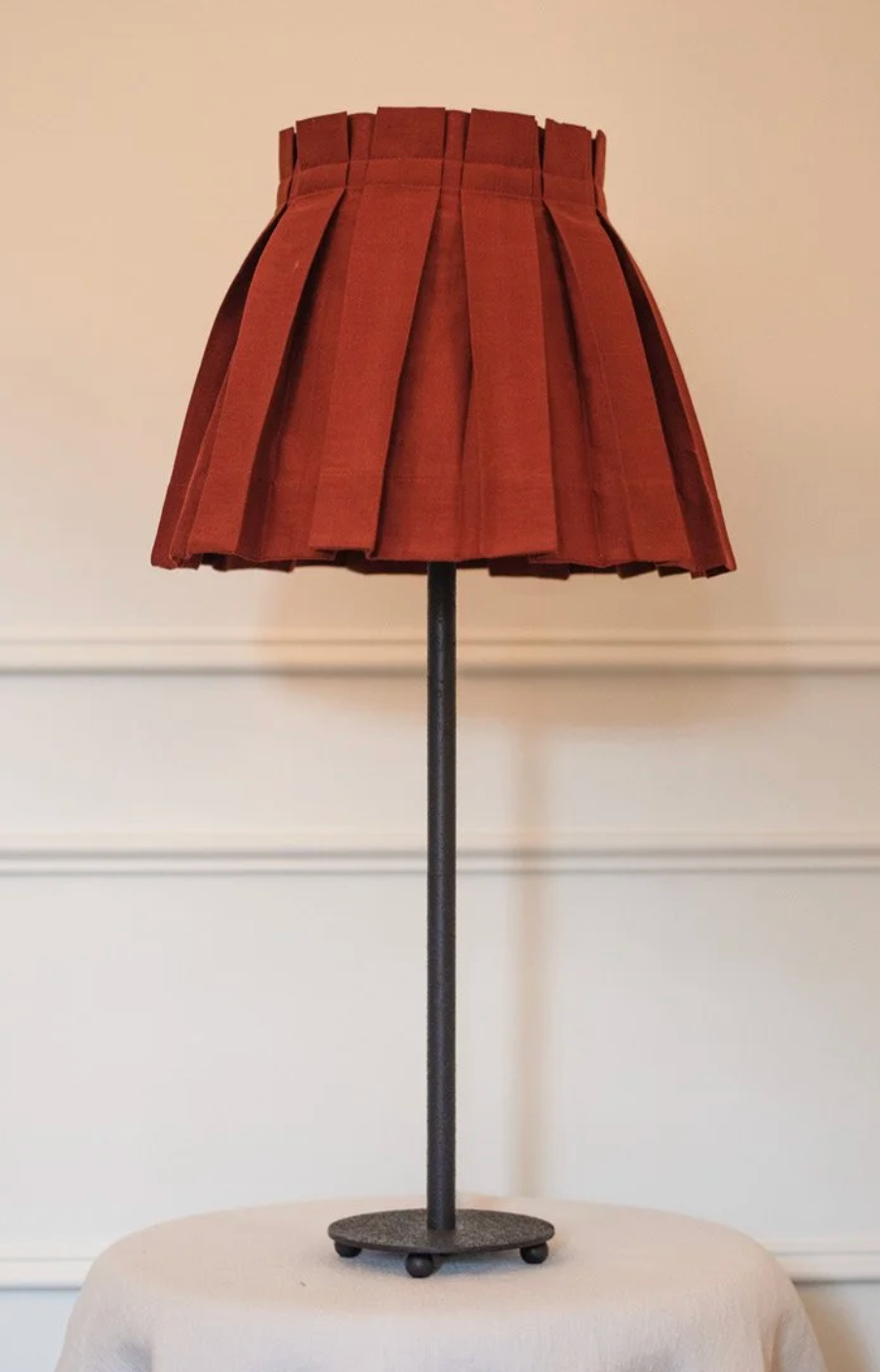 Rust Linen Box Pleat Lampshade by Rose Van-Eyk