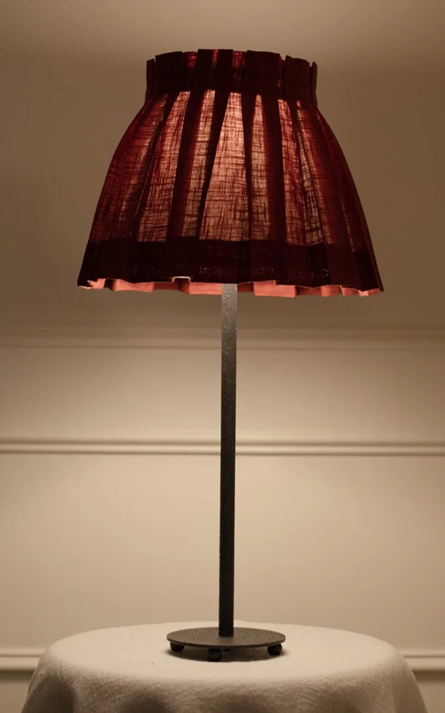 Rust Linen Box Pleat Lampshade by Rose Van-Eyk