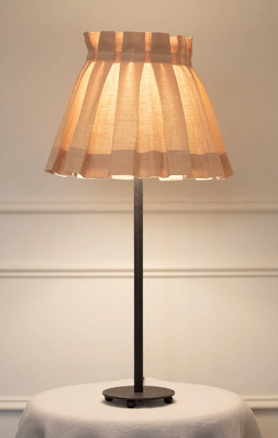 Blush Linen Box Pleat Lampshade by Rose Van-Eyk