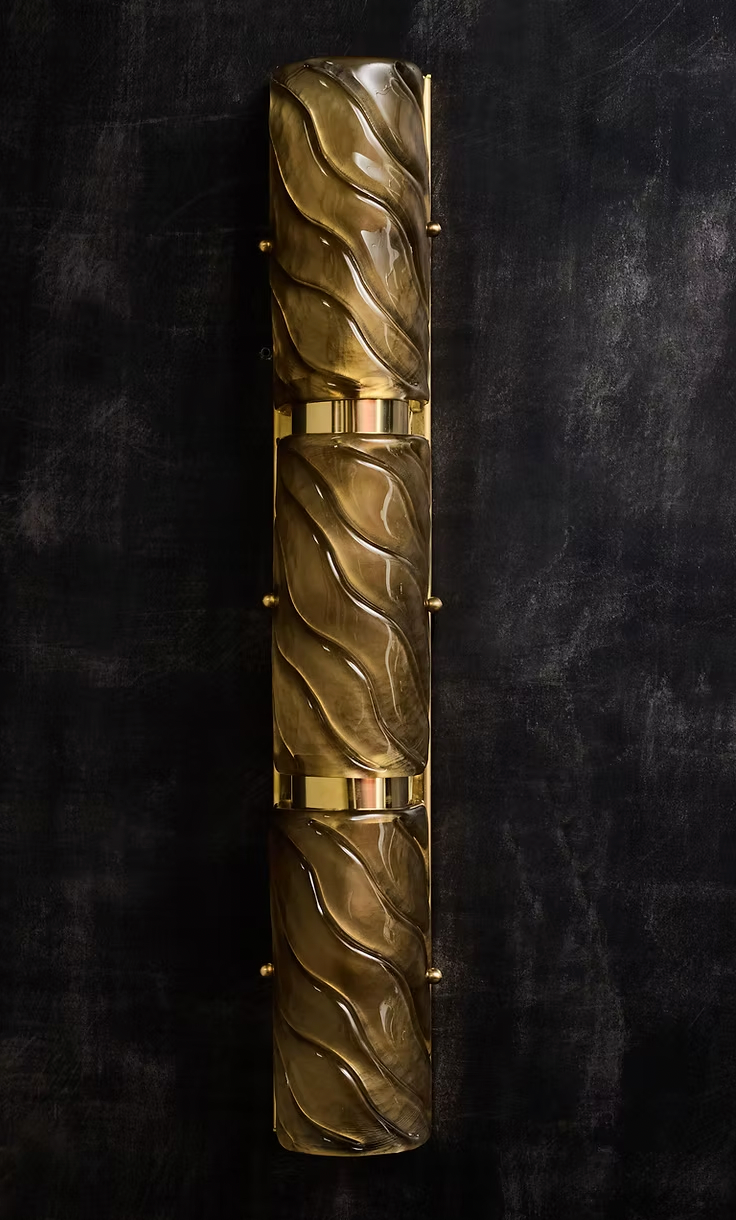 Three Tiers Murano Glass and Brass Wall Light