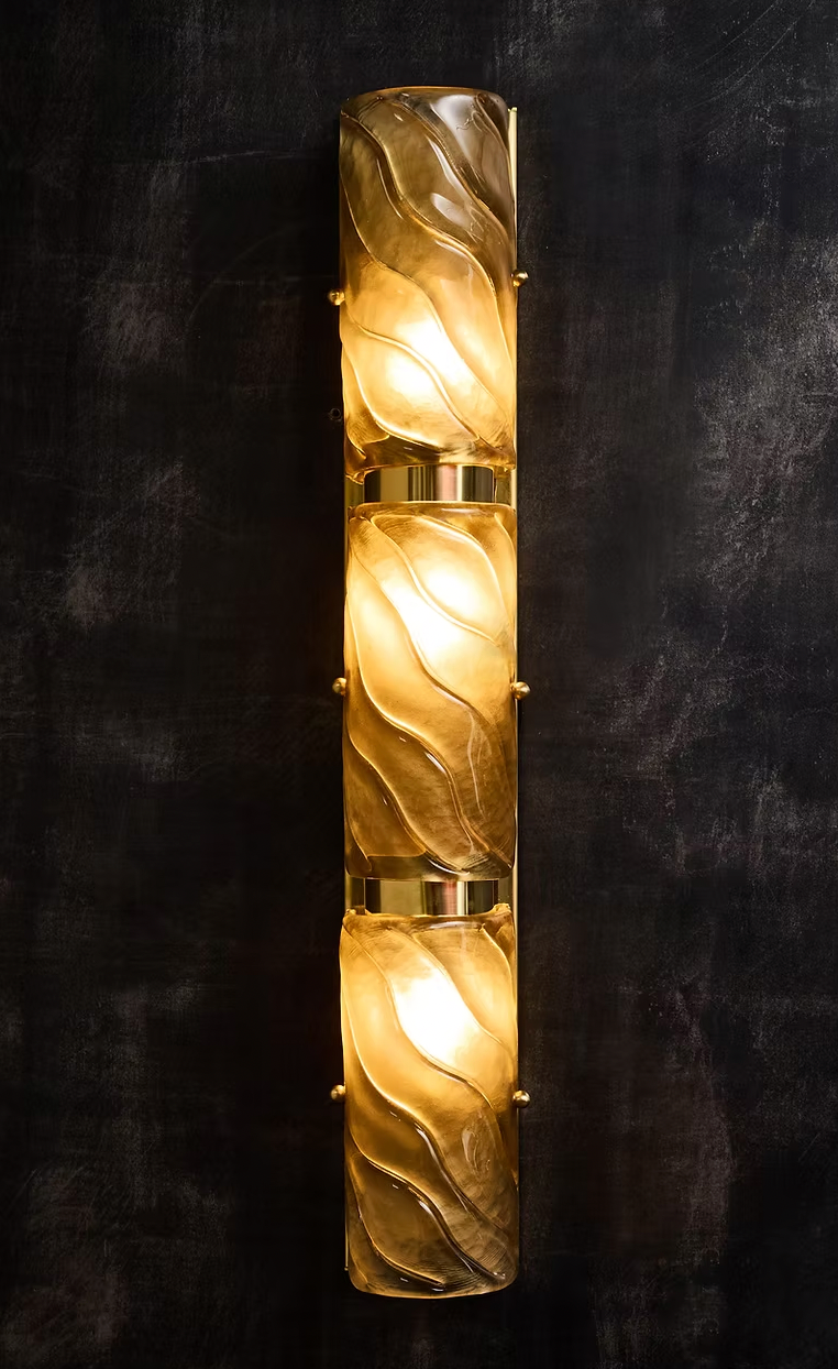 Three Tiers Murano Glass and Brass Wall Light