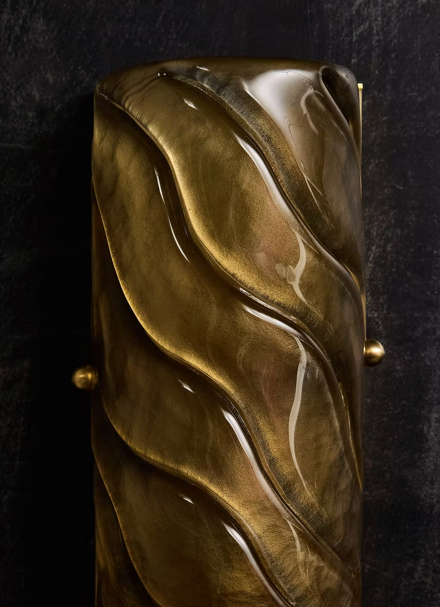 Three Tiers Murano Glass and Brass Wall Light