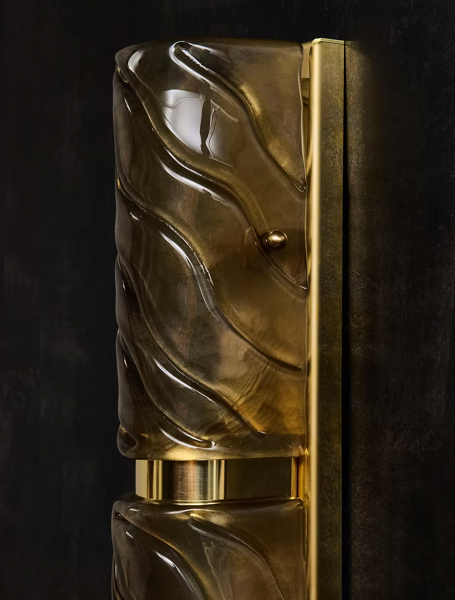 Three Tiers Murano Glass and Brass Wall Light