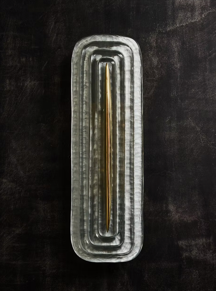 Teal Murano and Brass Sculptural Wall Light