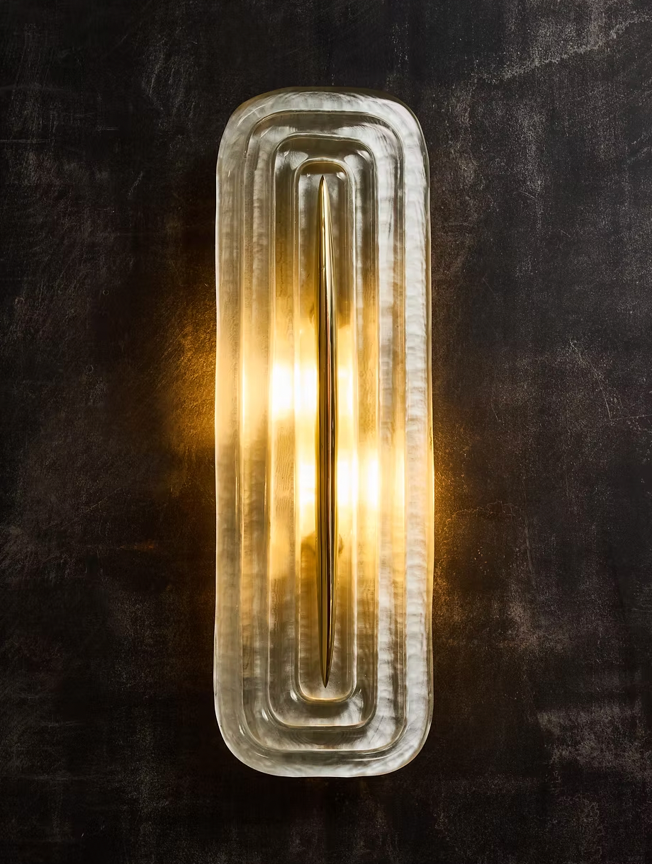 Teal Murano and Brass Sculptural Wall Light