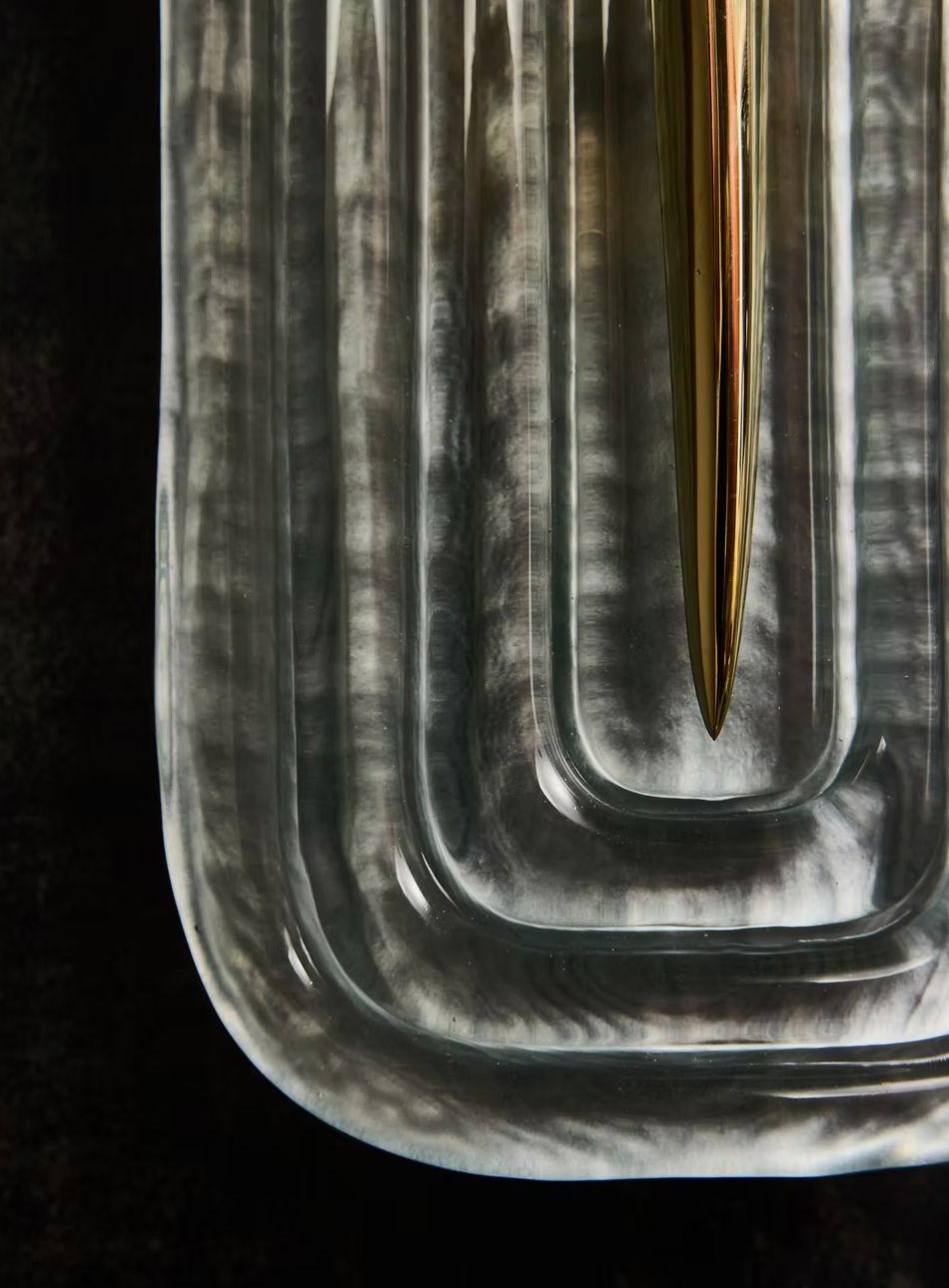 Teal Murano and Brass Sculptural Wall Light