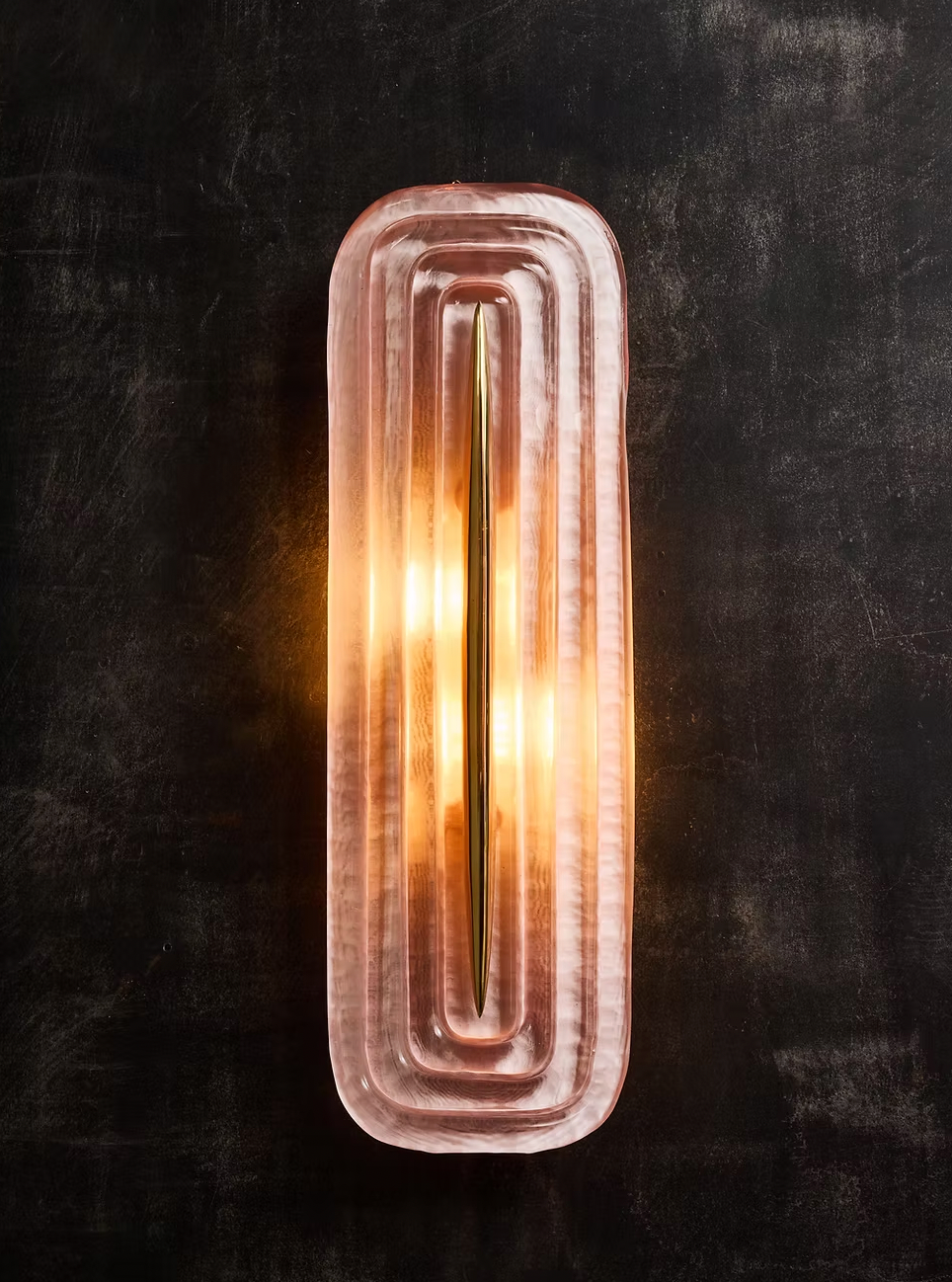 Pink Murano and Brass Sculptural Wall Light
