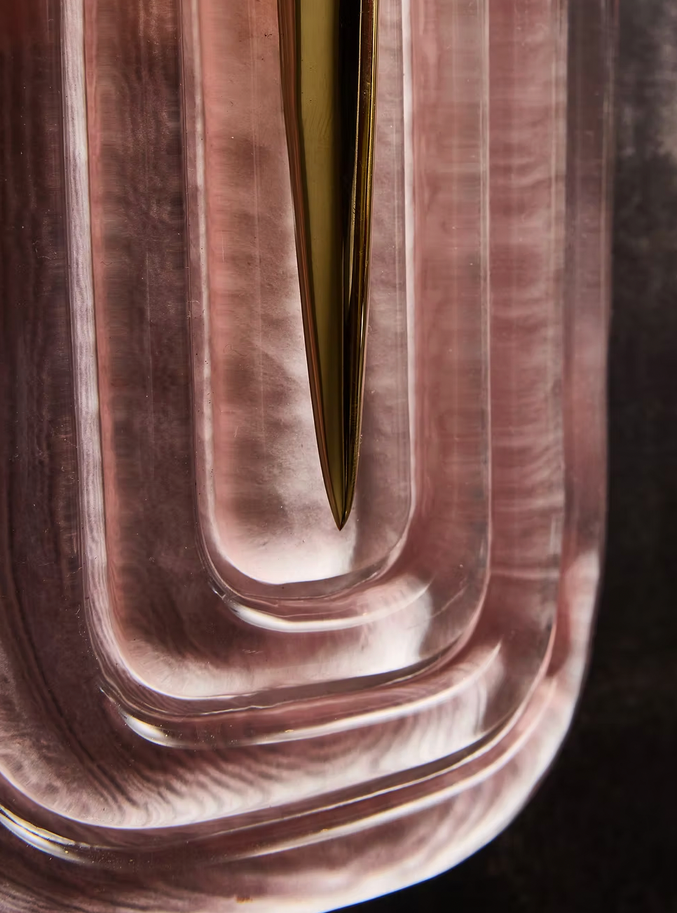 Pink Murano and Brass Sculptural Wall Light
