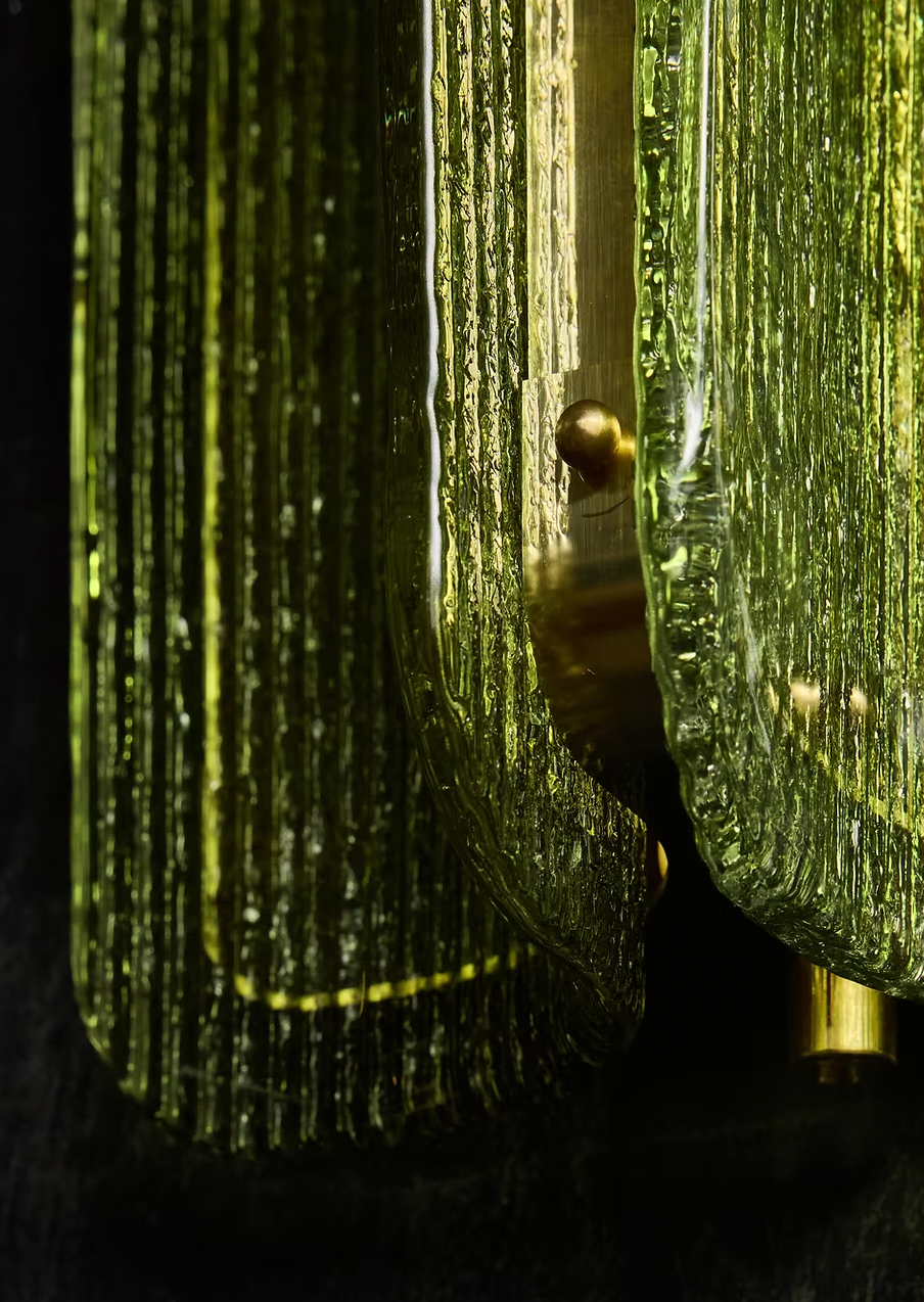 Small Textured Green Murano Glass and Brass Wall Light
