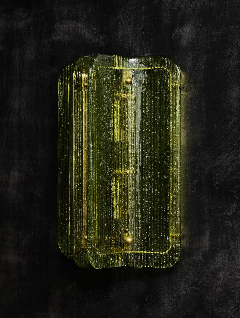 Small Textured Green Murano Glass and Brass Wall Light
