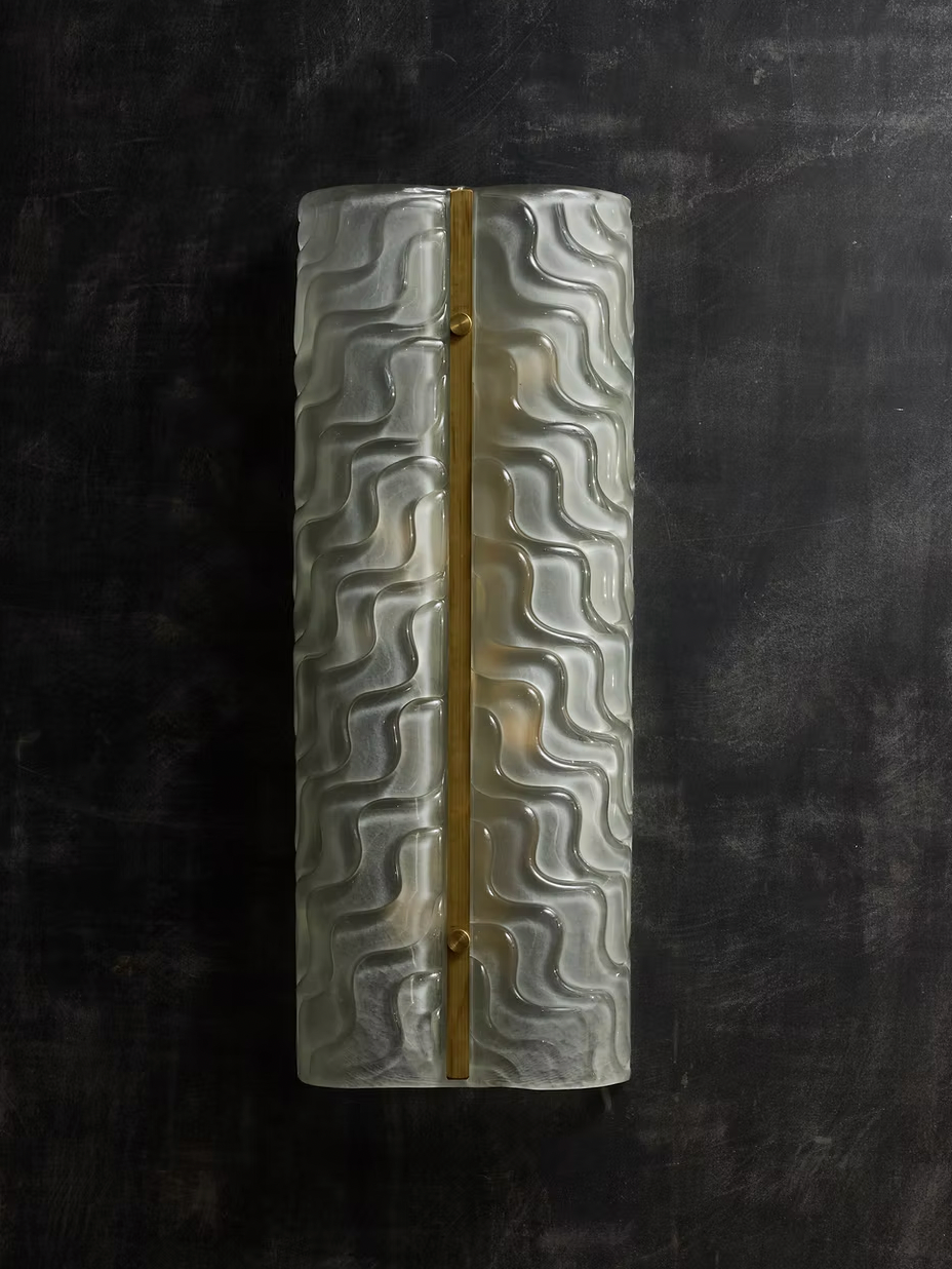 Murano Glass Wall Light with Brass Rod Detail