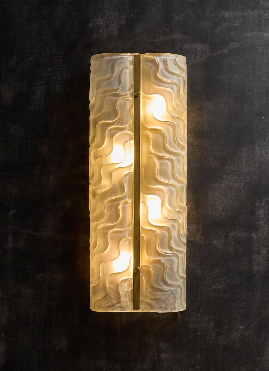 Murano Glass Wall Light with Brass Rod Detail