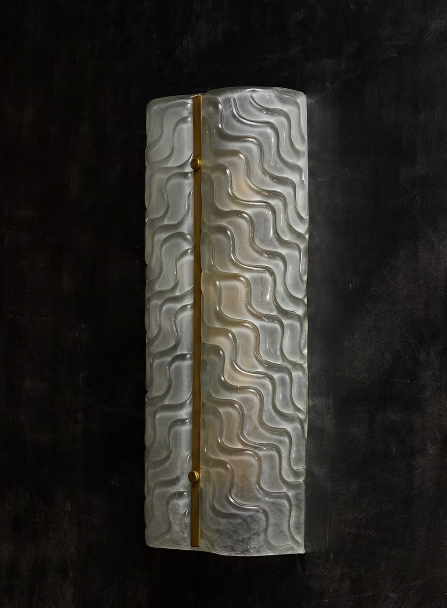 Murano Glass Wall Light with Brass Rod Detail