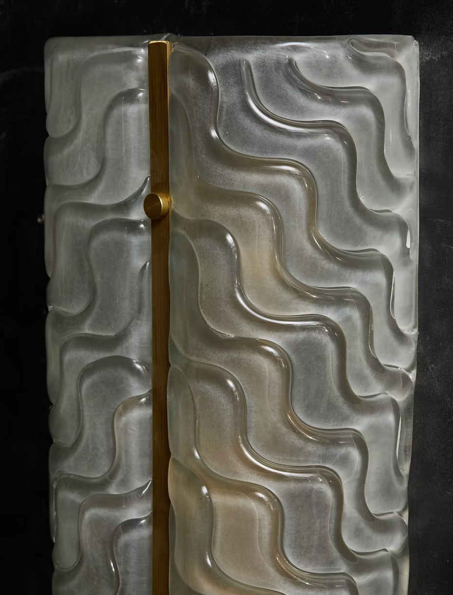 Murano Glass Wall Light with Brass Rod Detail