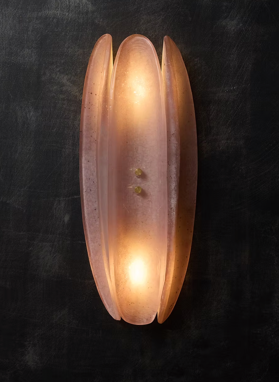 Pink Three-Piece Murano Glass Wall Light