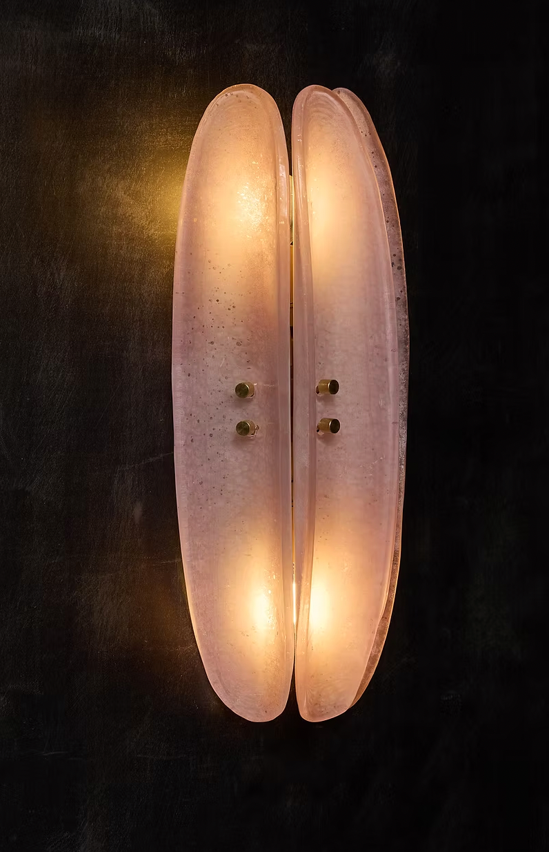 Pink Three-Piece Murano Glass Wall Light