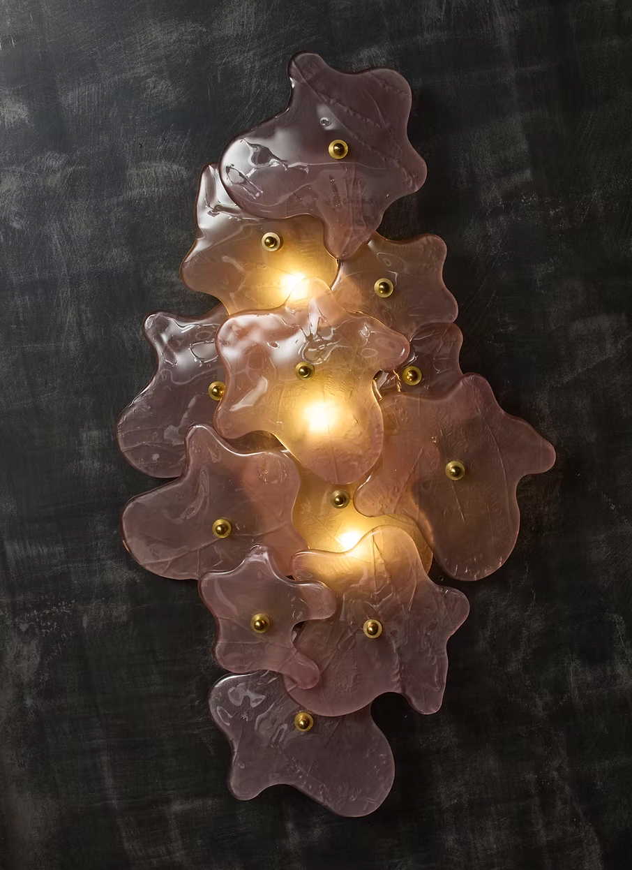 Pink Spatters Murano Glass Wall Light by Glustin Luminaires