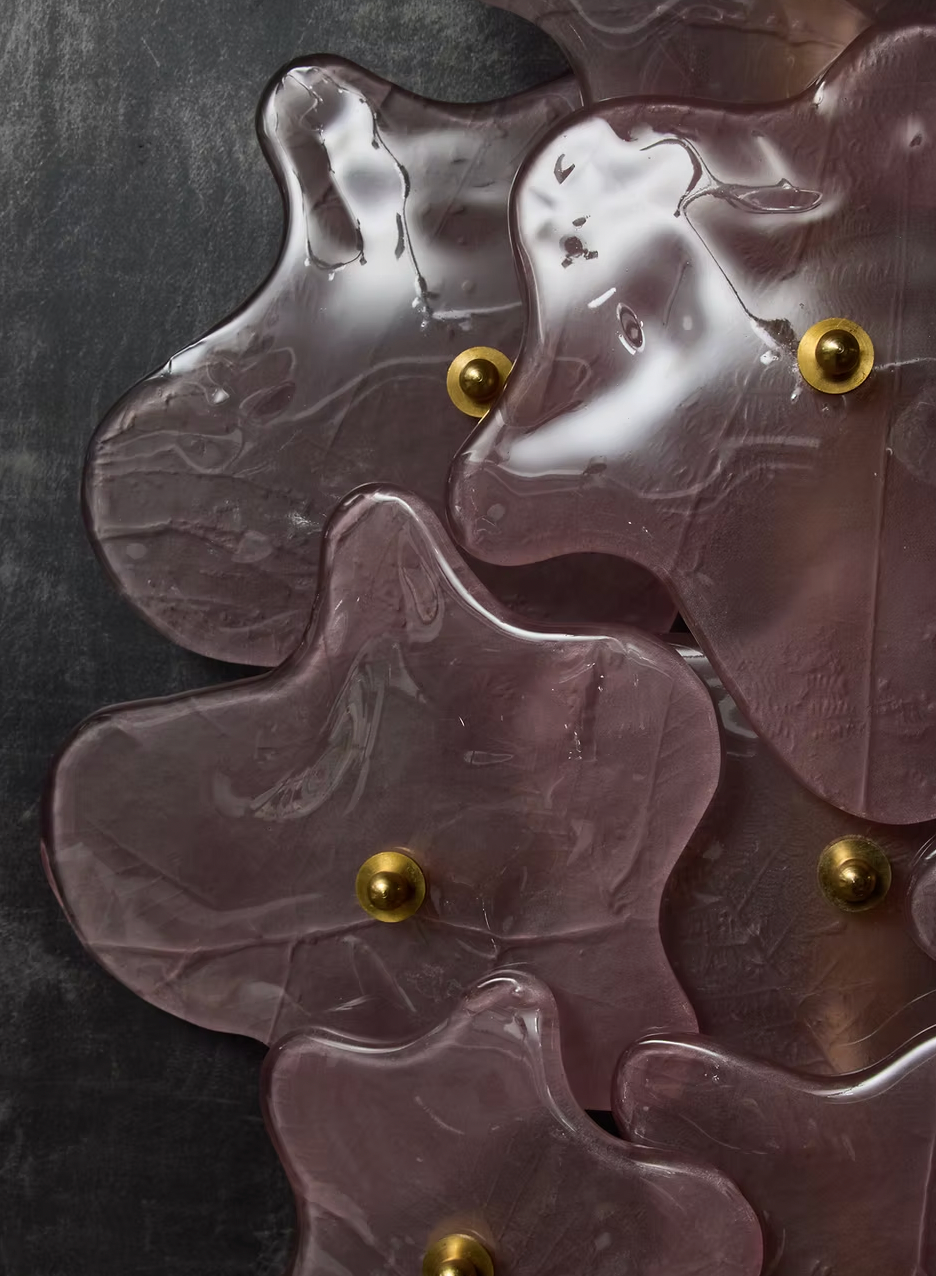 Pink Spatters Murano Glass Wall Light by Glustin Luminaires
