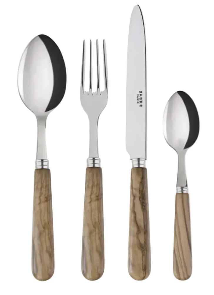 Lavandou Olive Wood Sabre Cutlery set- 24 pieces