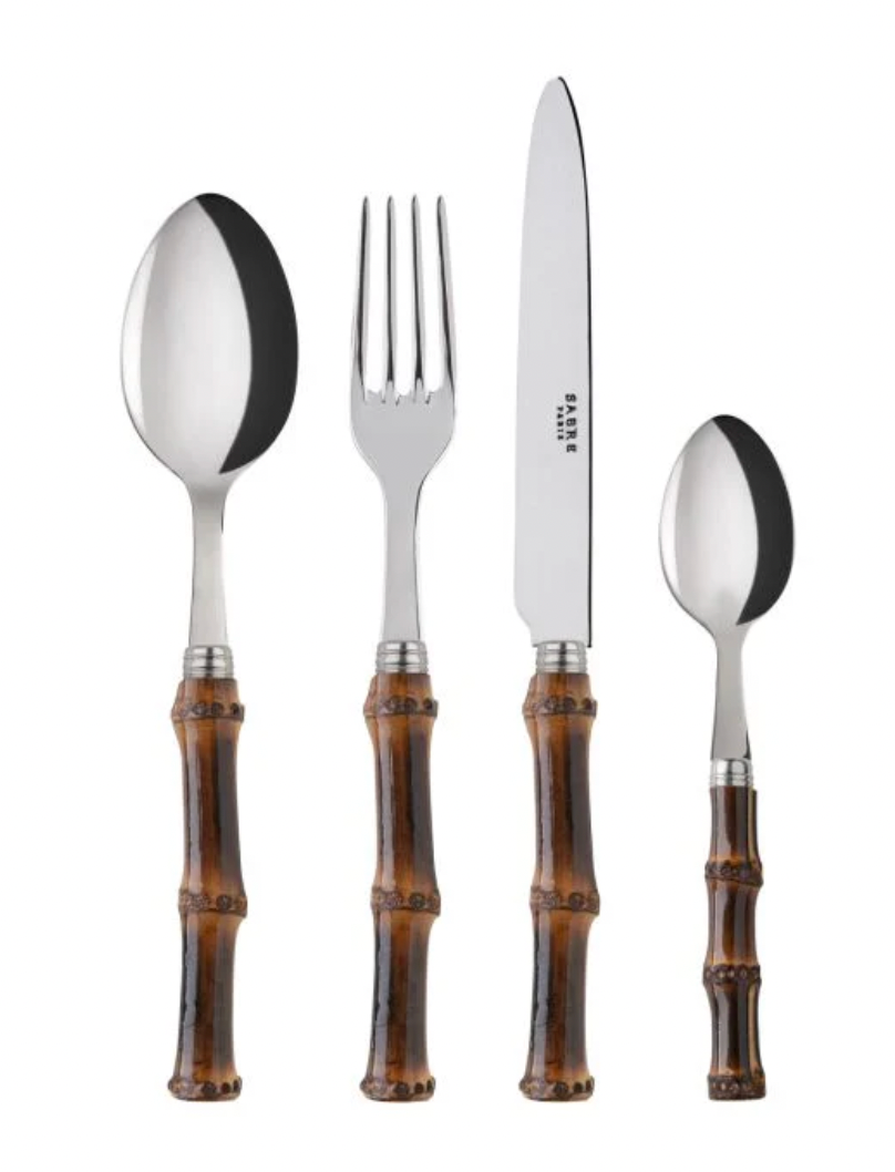 Dark Bamboo Sabre Cutlery Set – 24 Pieces