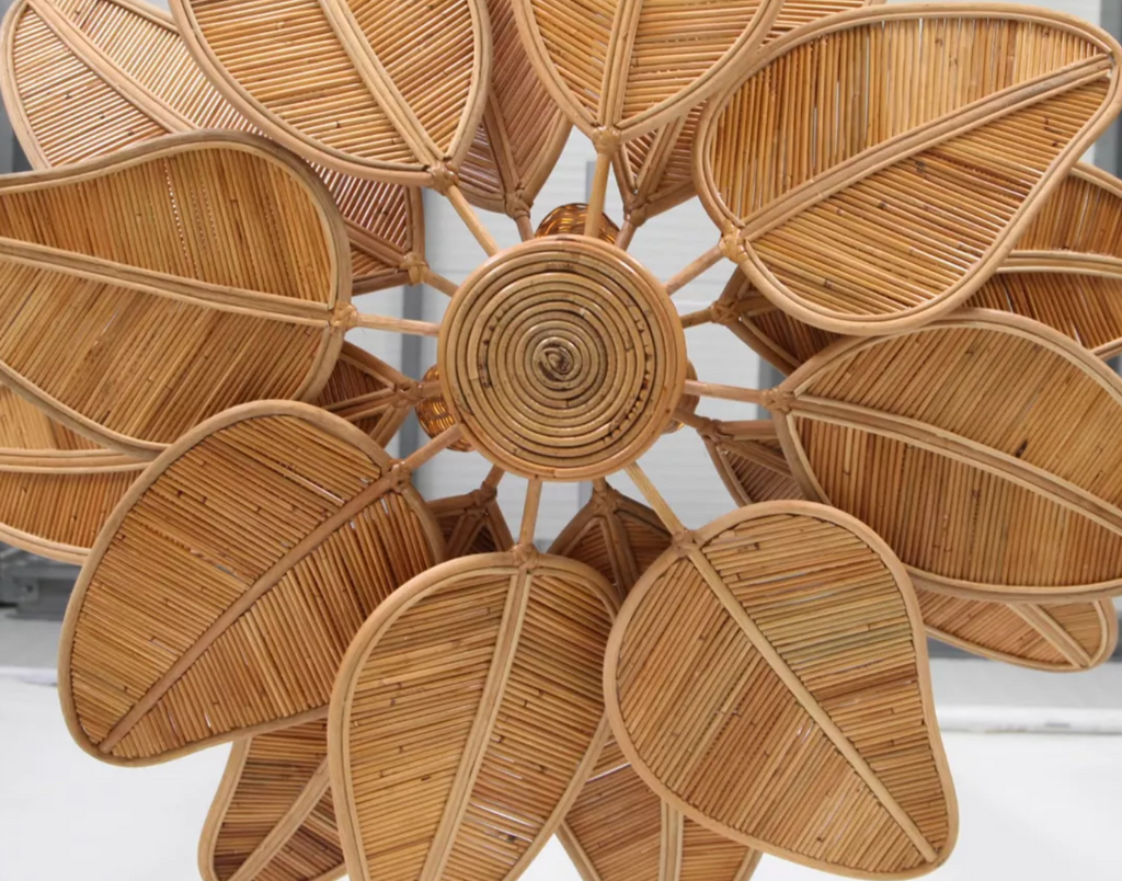 Vintage Rattan Leaf Chandelier