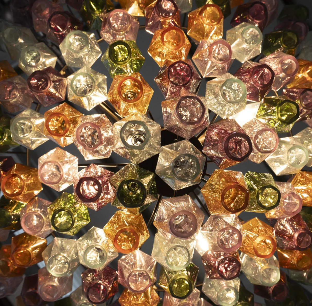 Murano Glass Multicoloured Polyhedron Chandelier Ø75 × H60 cm