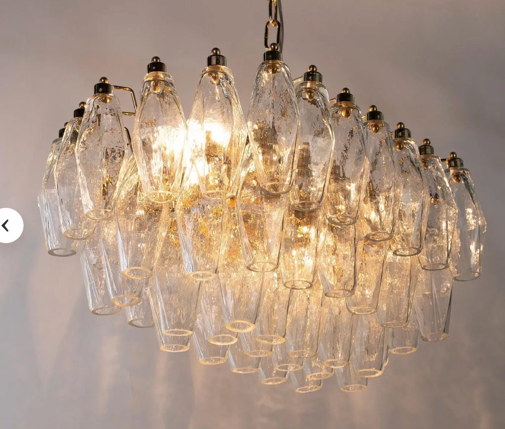 Clear Murano Polyhedron Chandelier L50 × H27 × D35 cm