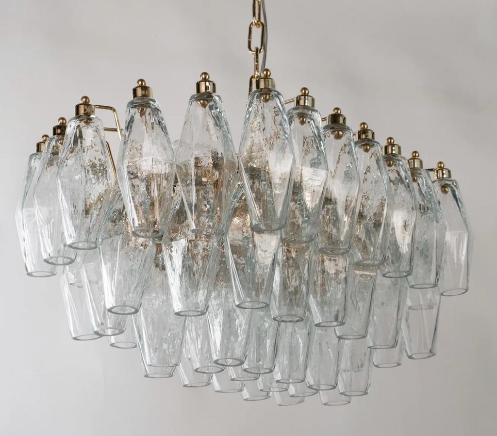 Clear Murano Polyhedron Chandelier L50 × H27 × D35 cm