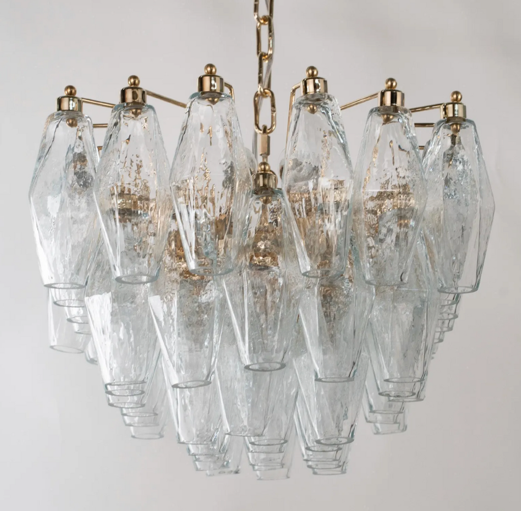 Clear Murano Polyhedron Chandelier L50 × H27 × D35 cm