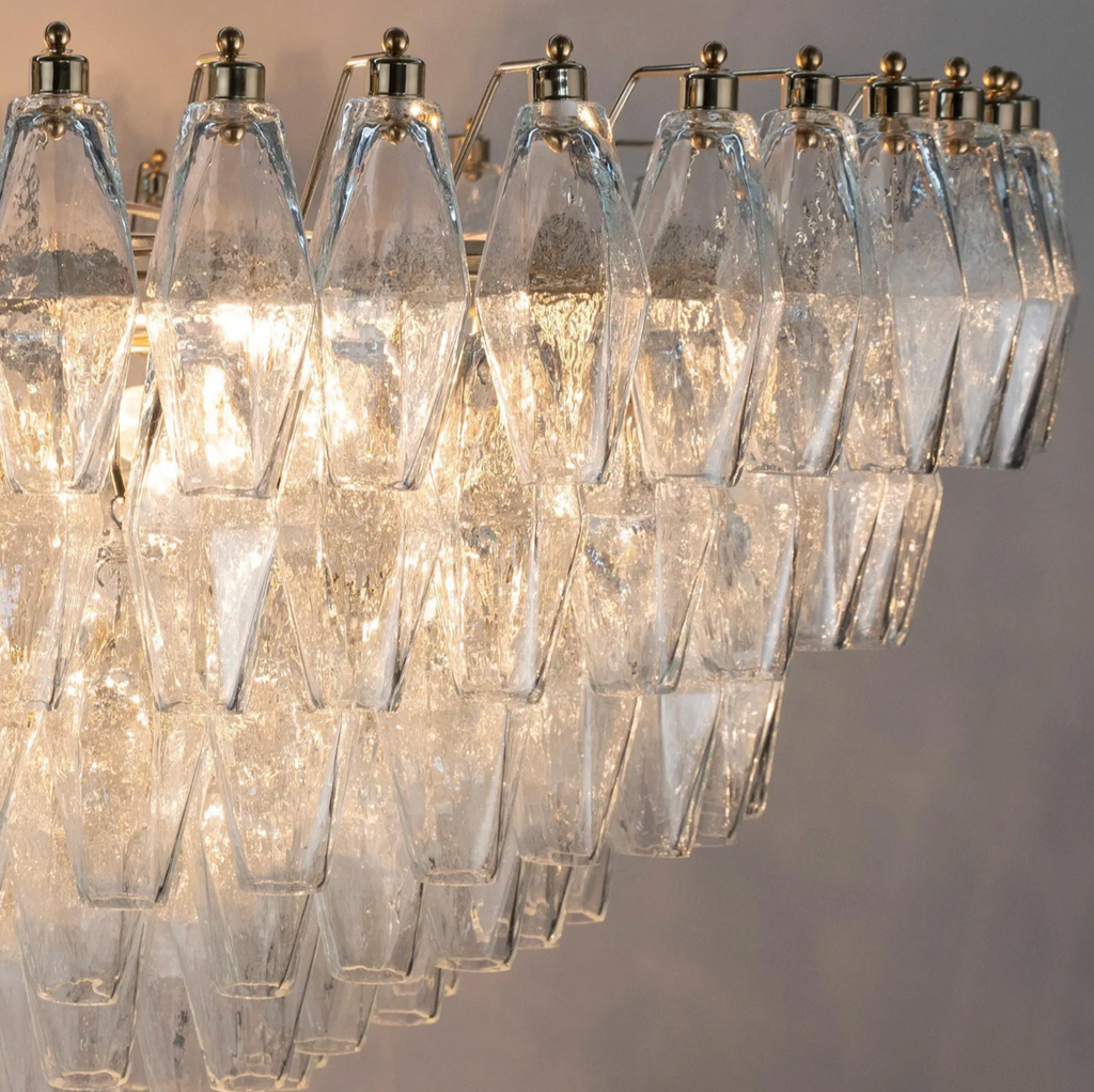 Clear Murano Polyhedron Chandelier Ø90 × H50 cm