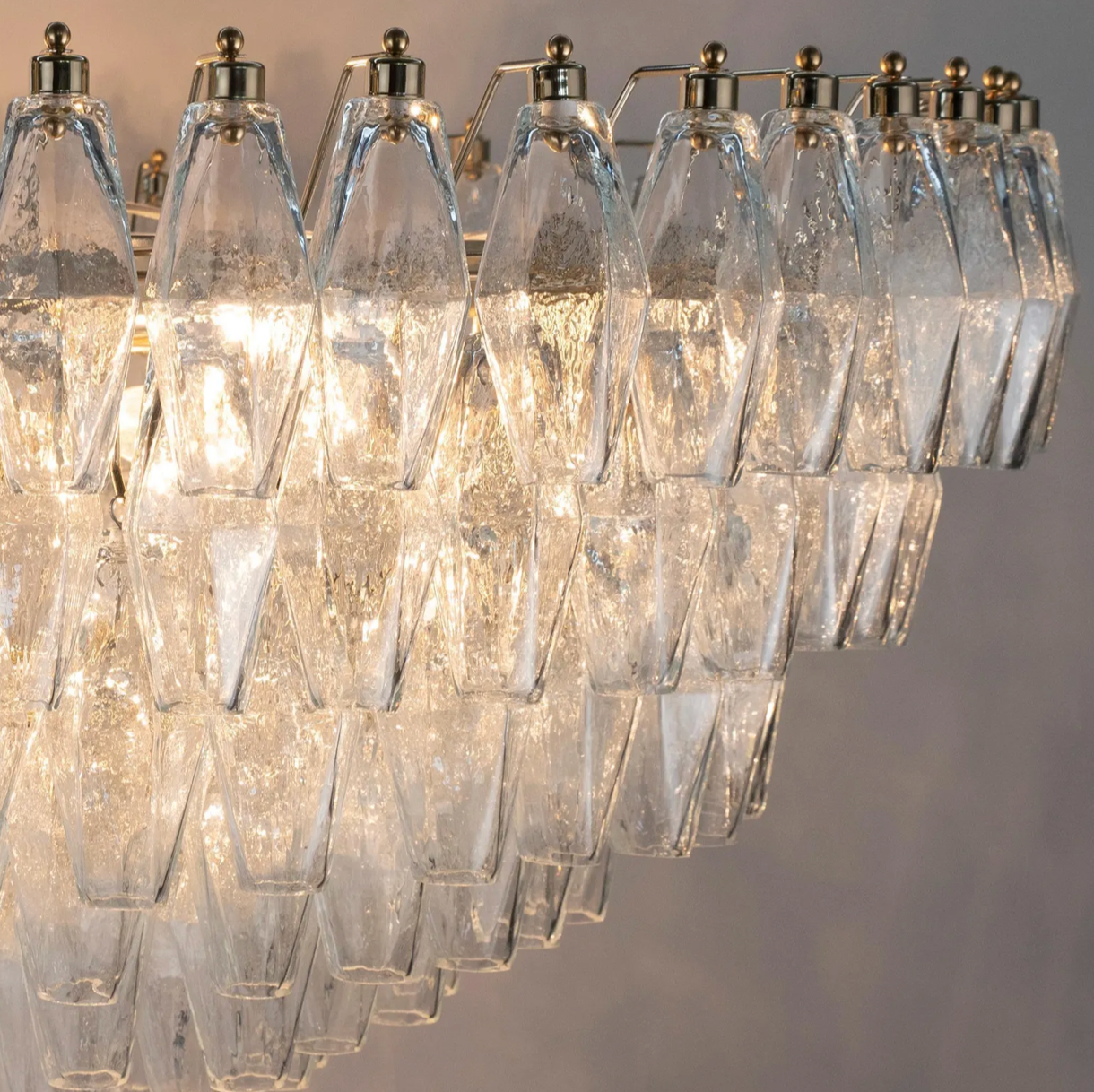 Clear Murano Polyhedron Chandelier Ø90 × H50 cm