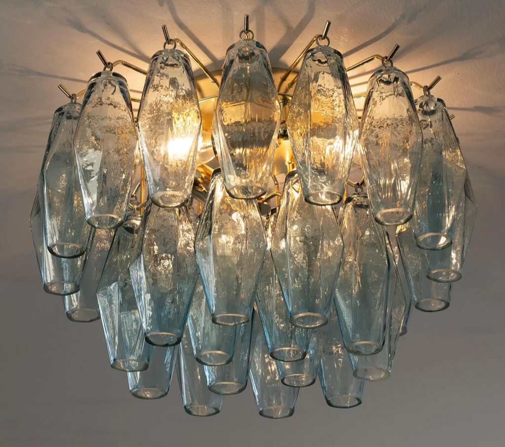 Avio Blue Murano Polyhedron Ceiling Light L40 × H25 cm