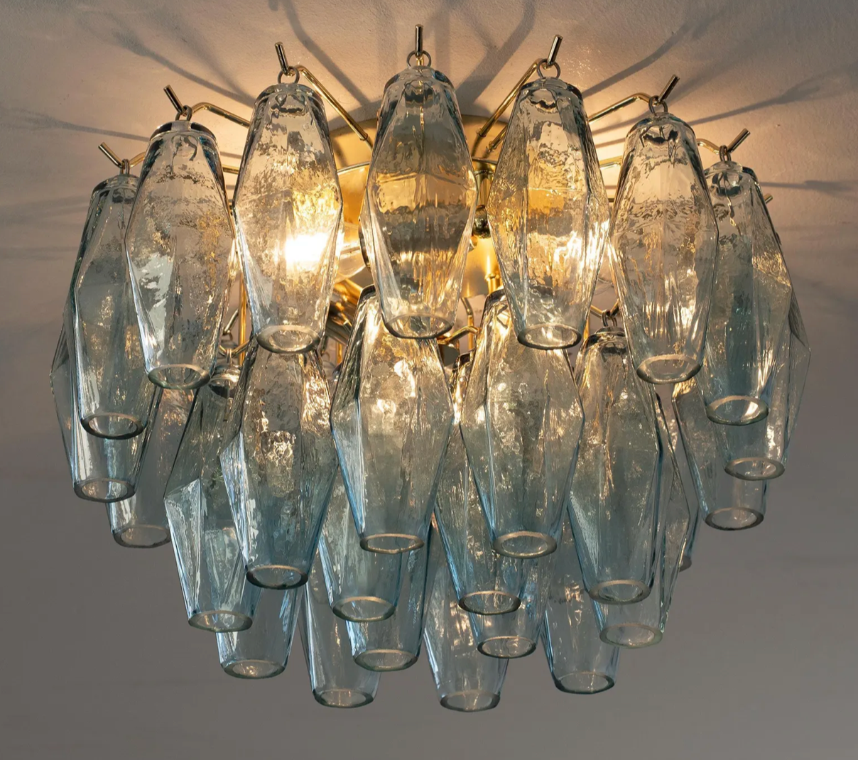 Avio Blue Murano Polyhedron Ceiling Light L40 × H25 cm