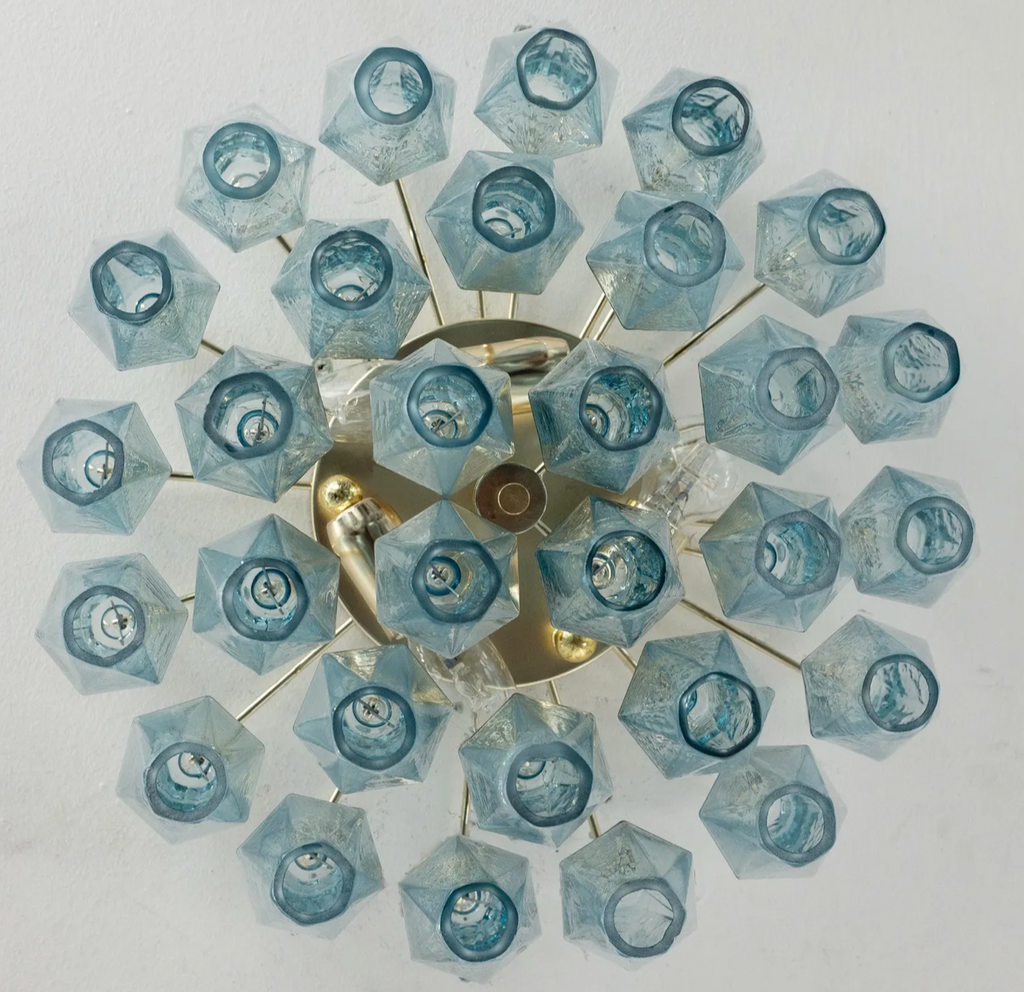 Avio Blue Murano Polyhedron Ceiling Light L40 × H25 cm
