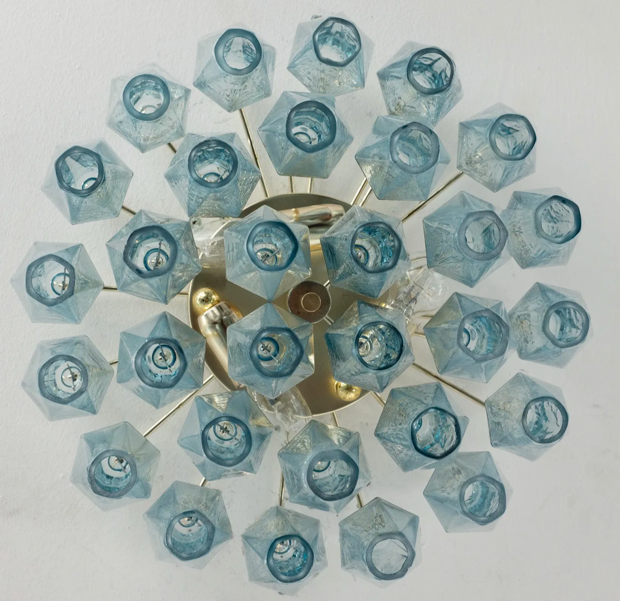 Avio Blue Murano Polyhedron Ceiling Light L40 × H25 cm