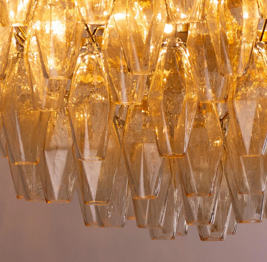 Champagne Murano Polyhedron Ceiling Light Ø80 × H50 cm