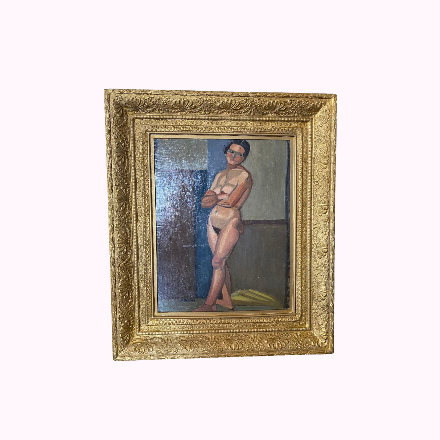 1920s Signed Parisian cubist Nue