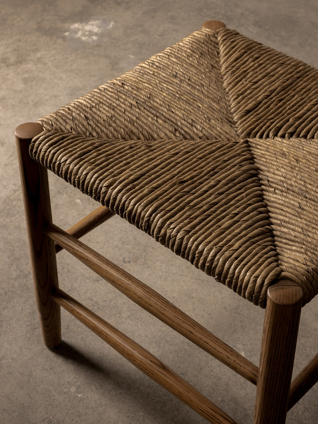Arnaud Backless Counter Stool woven rush detail