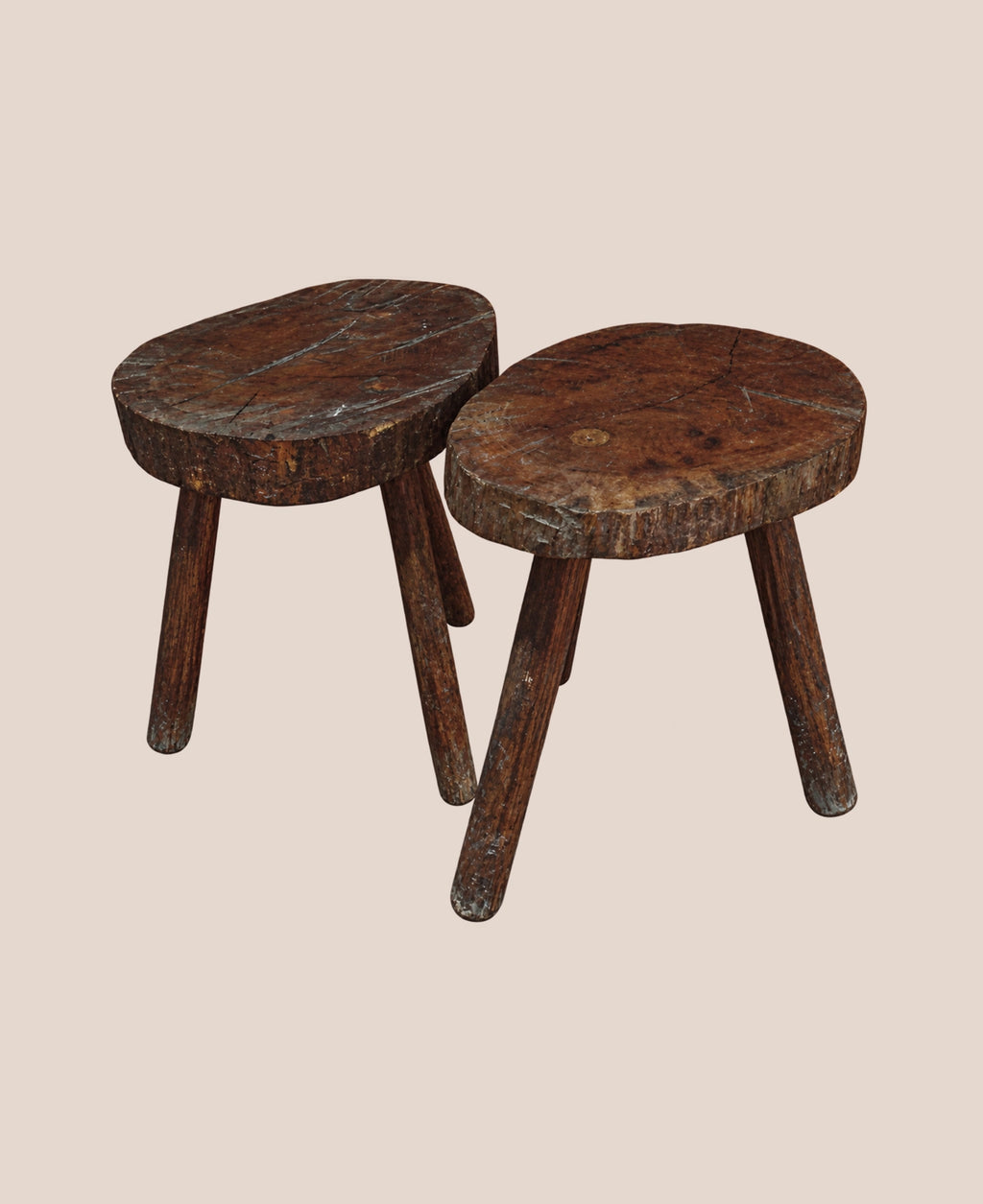 brutalist-1930s-spanish-stools-vintage-solid-wood-collectible-seating