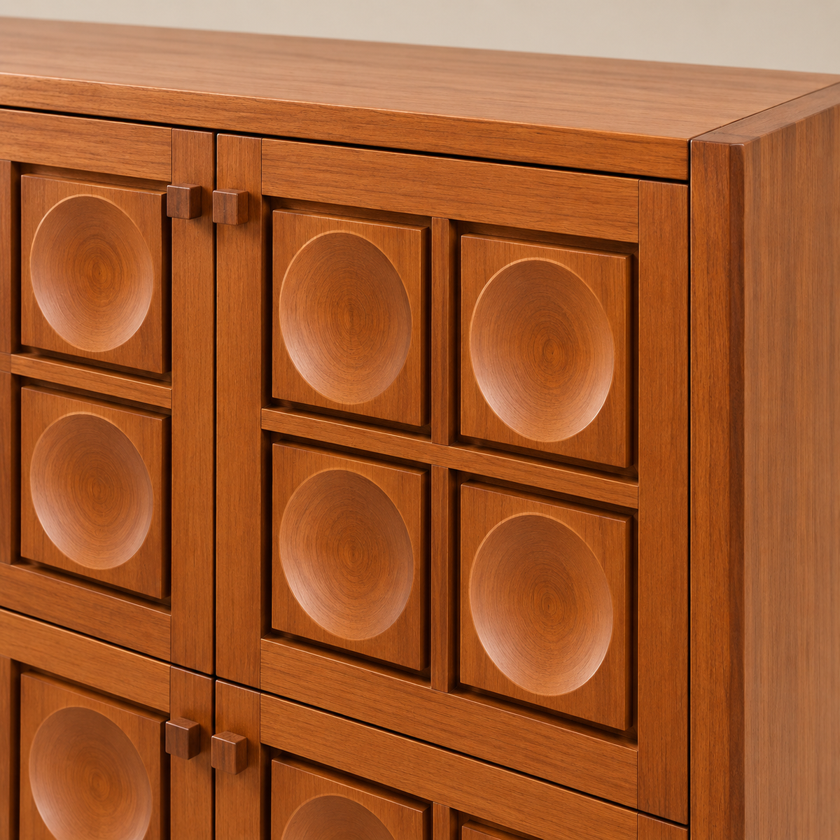 De Coene Sideboard, Belgium — circular panel detail