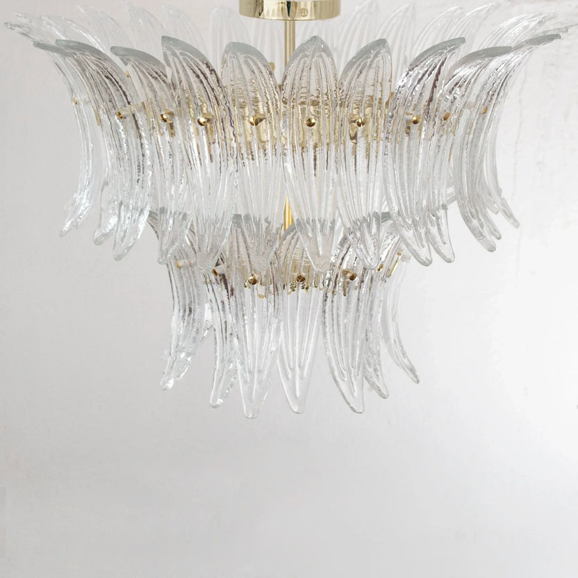 Clear Murano glass leaf ceiling light alternate view