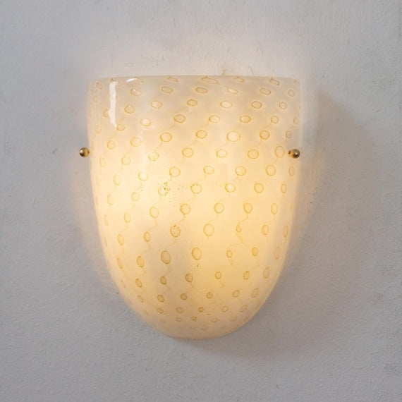 White and Gold Murano Wall Sconces — Compact Pair product photograph 2